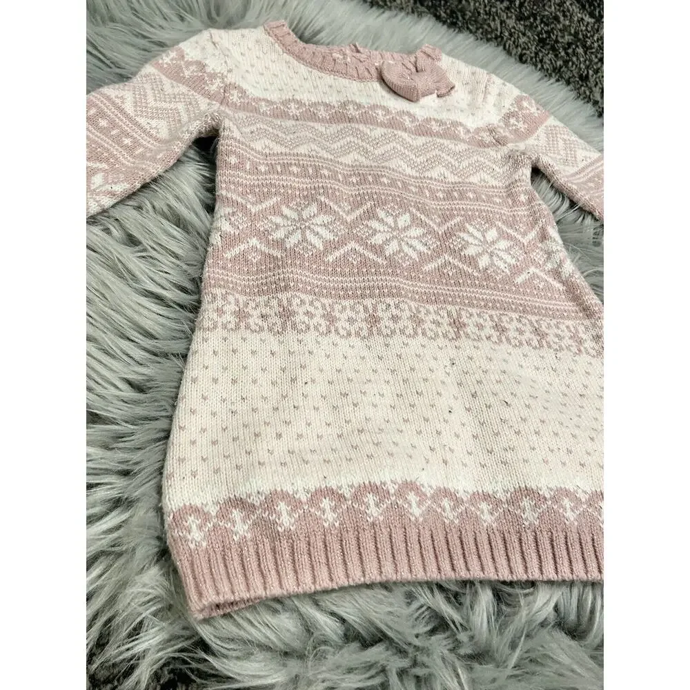 Adrienne Vittadini Bambini Pink &‎ Cream Sparkly Sweater Dress 18month